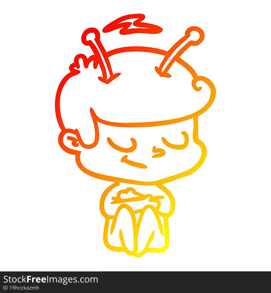 warm gradient line drawing friendly cartoon spaceman