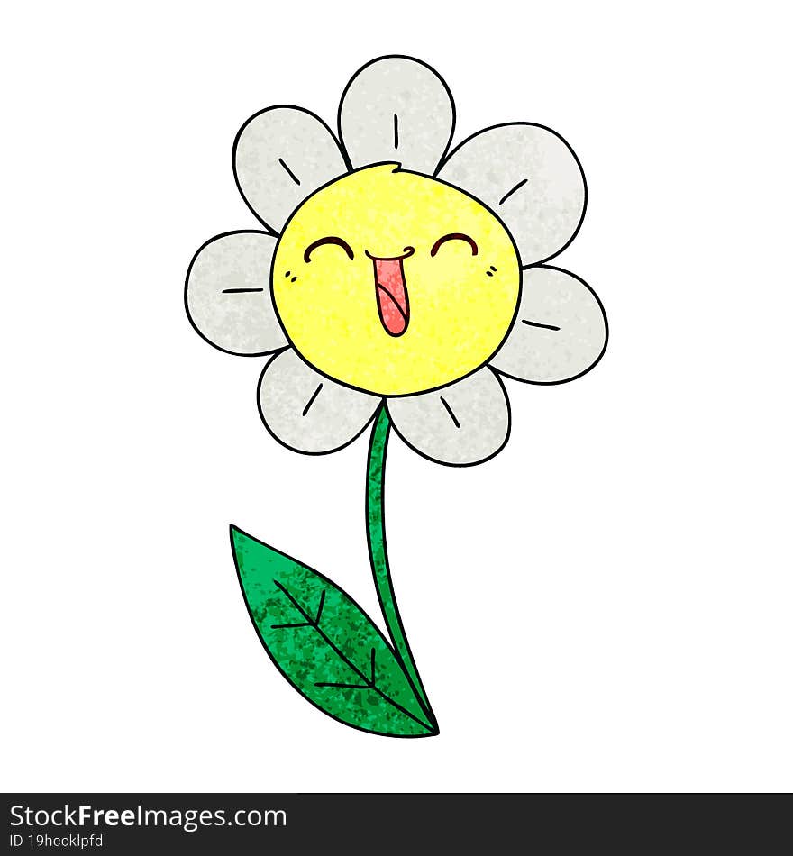 quirky hand drawn cartoon happy flower