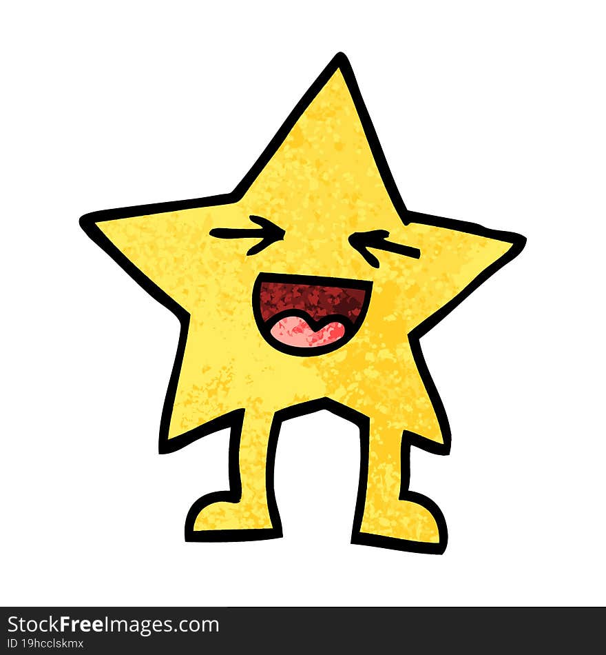 grunge textured illustration cartoon laughing star character