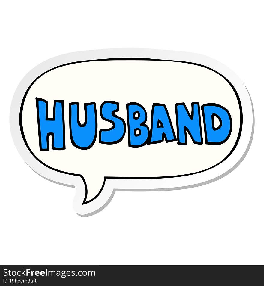 Cartoon Word Husband And Speech Bubble Sticker