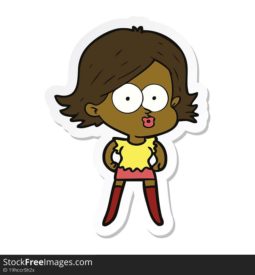 Sticker Of A Cartoon Girl Pouting