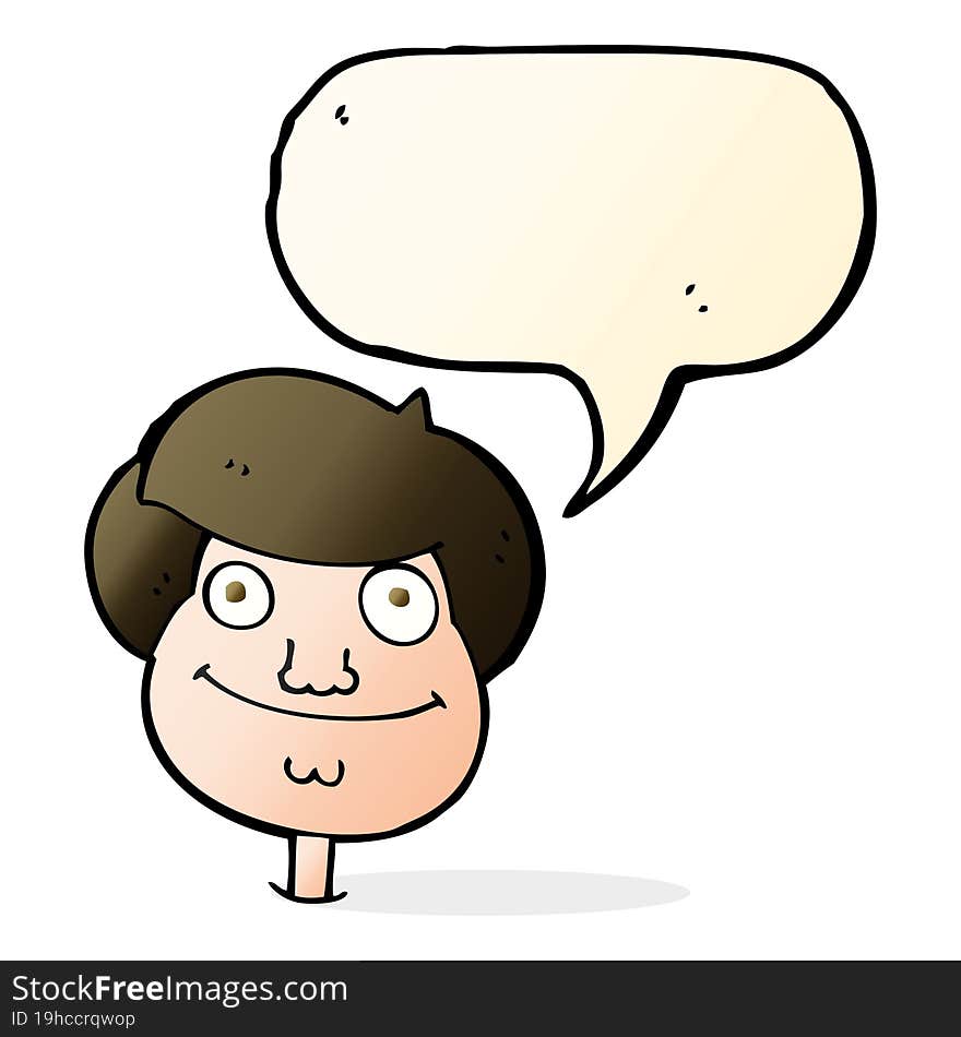 cartoon happy boy s face with speech bubble