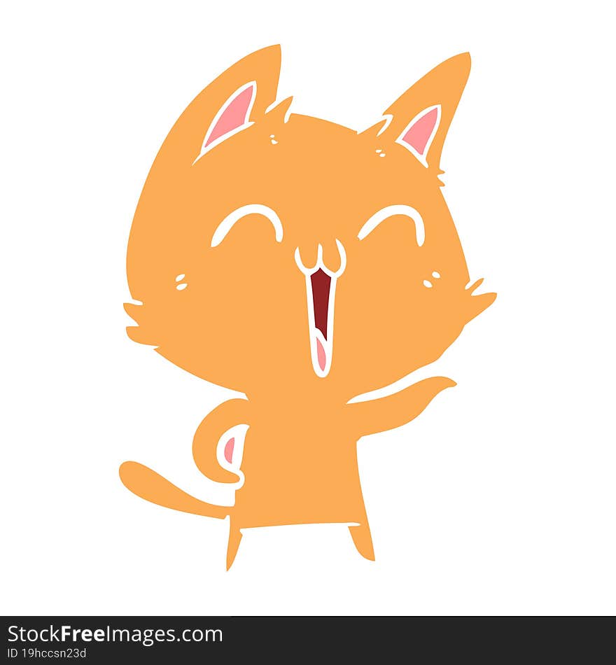 happy flat color style cartoon cat