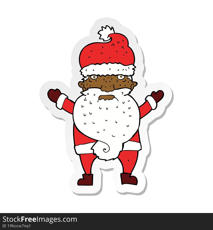 sticker of a cartoon grumpy santa