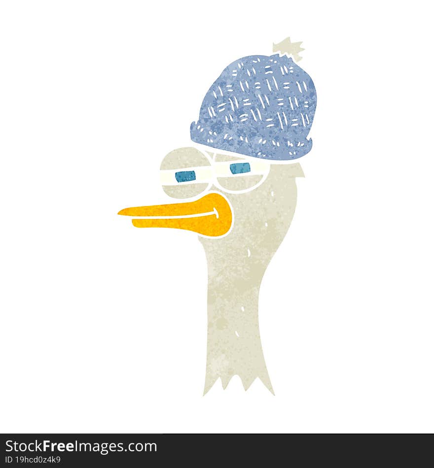 retro cartoon bird wearing hat