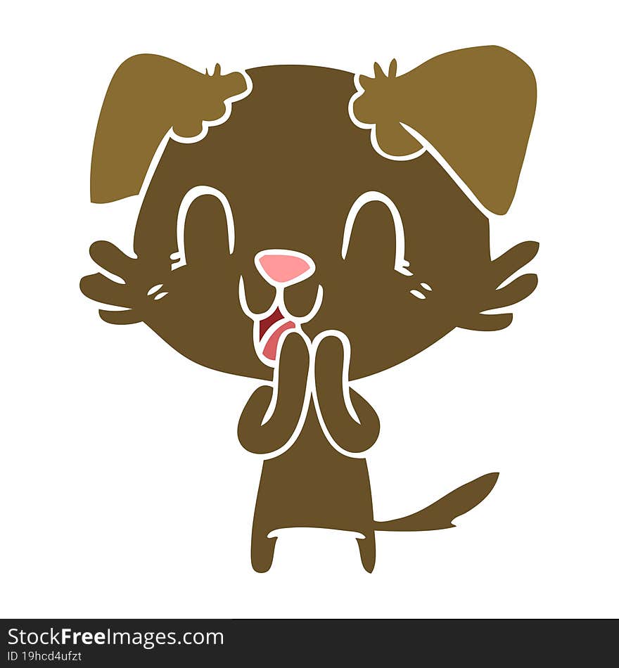 laughing flat color style cartoon dog