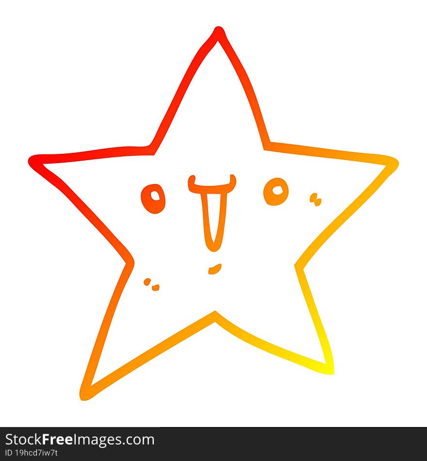 warm gradient line drawing cute cartoon star