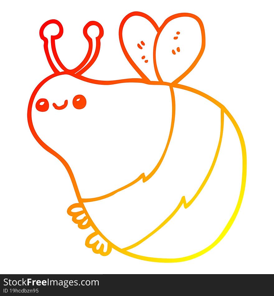 warm gradient line drawing cartoon bee