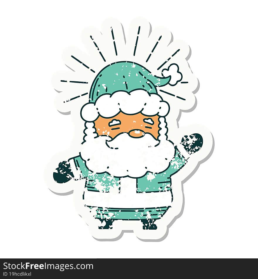 Grunge Sticker Of Tattoo Style Santa Claus Christmas Character