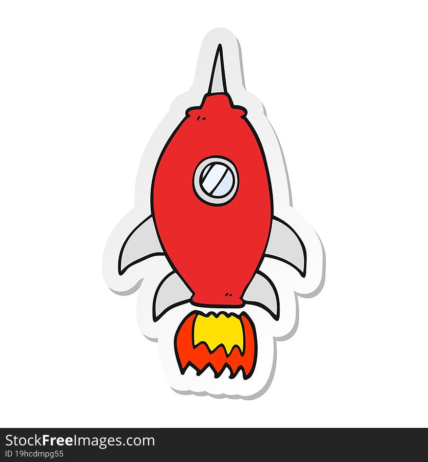 sticker of a cartoon spaceship