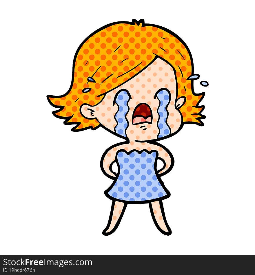 cartoon woman crying. cartoon woman crying