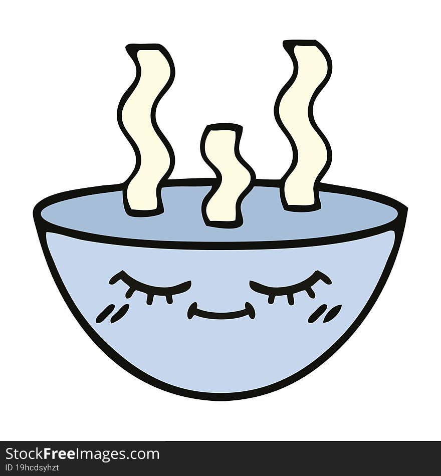 cute cartoon bowl of hot soup