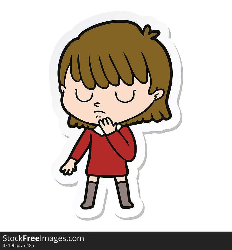 sticker of a cartoon woman