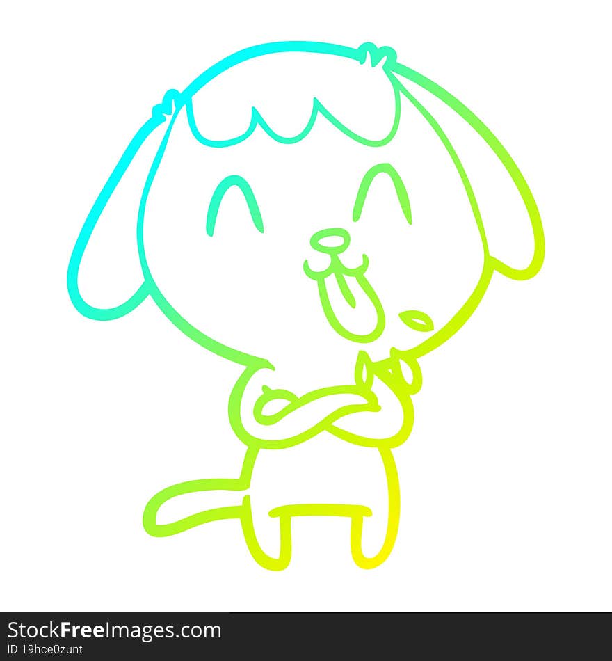 cold gradient line drawing of a cute cartoon dog