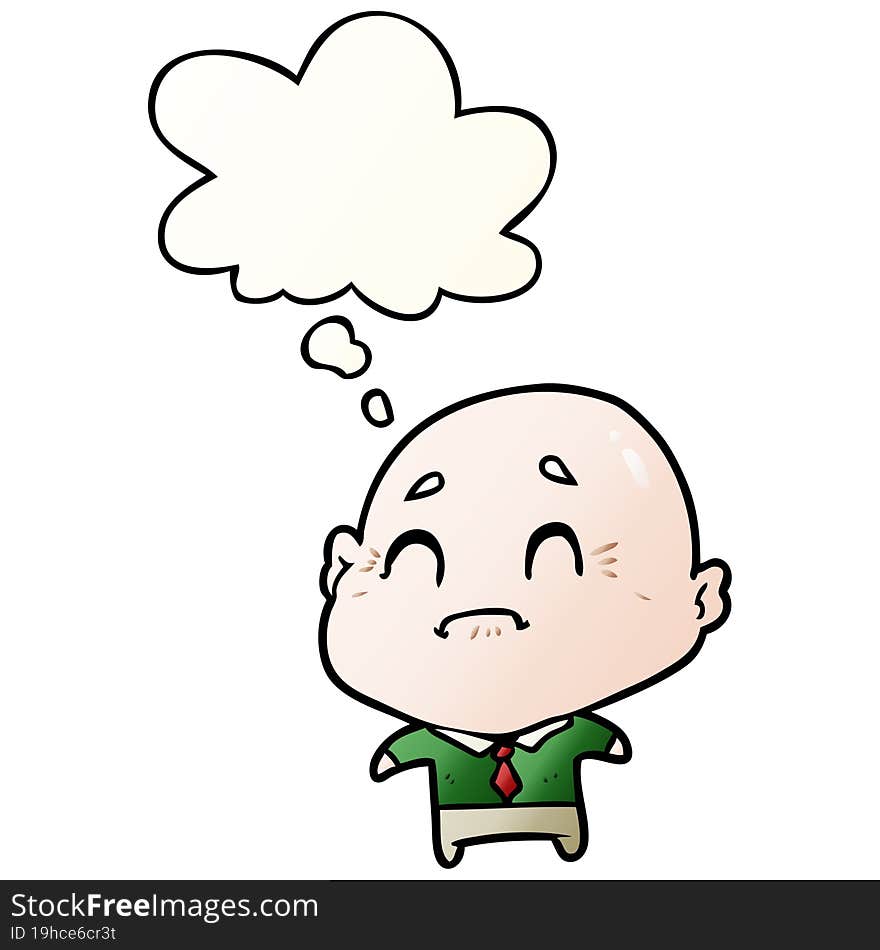 cartoon old man with thought bubble in smooth gradient style