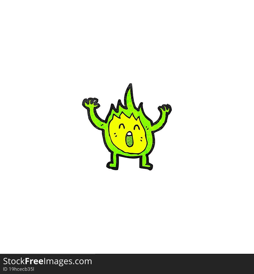 cartoon green flame spirit