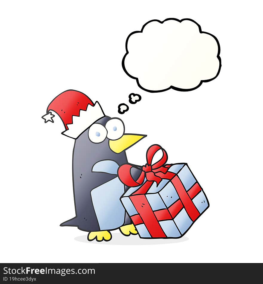 thought bubble cartoon christmas penguin