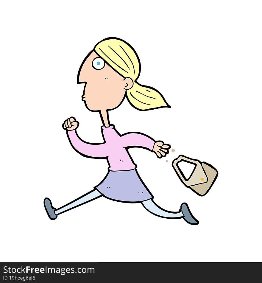 cartoon running woman stressed