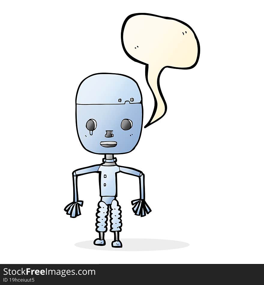 Cartoon Robot With Speech Bubble