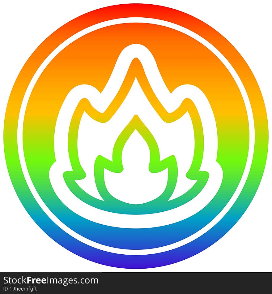 simple flame circular icon with rainbow gradient finish. simple flame circular icon with rainbow gradient finish