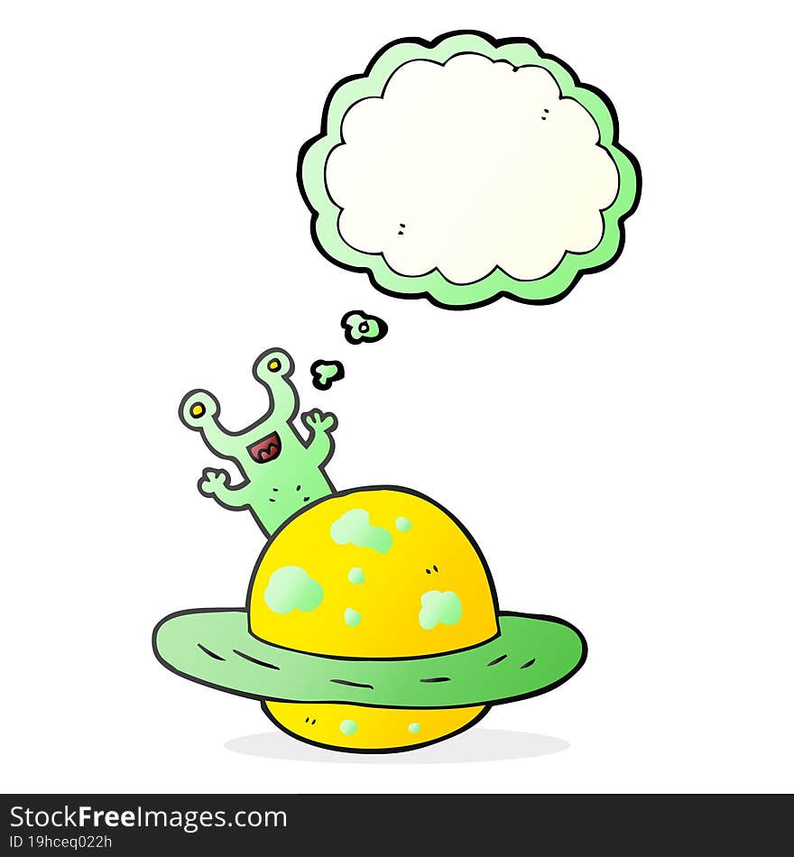 thought bubble cartoon alien planet