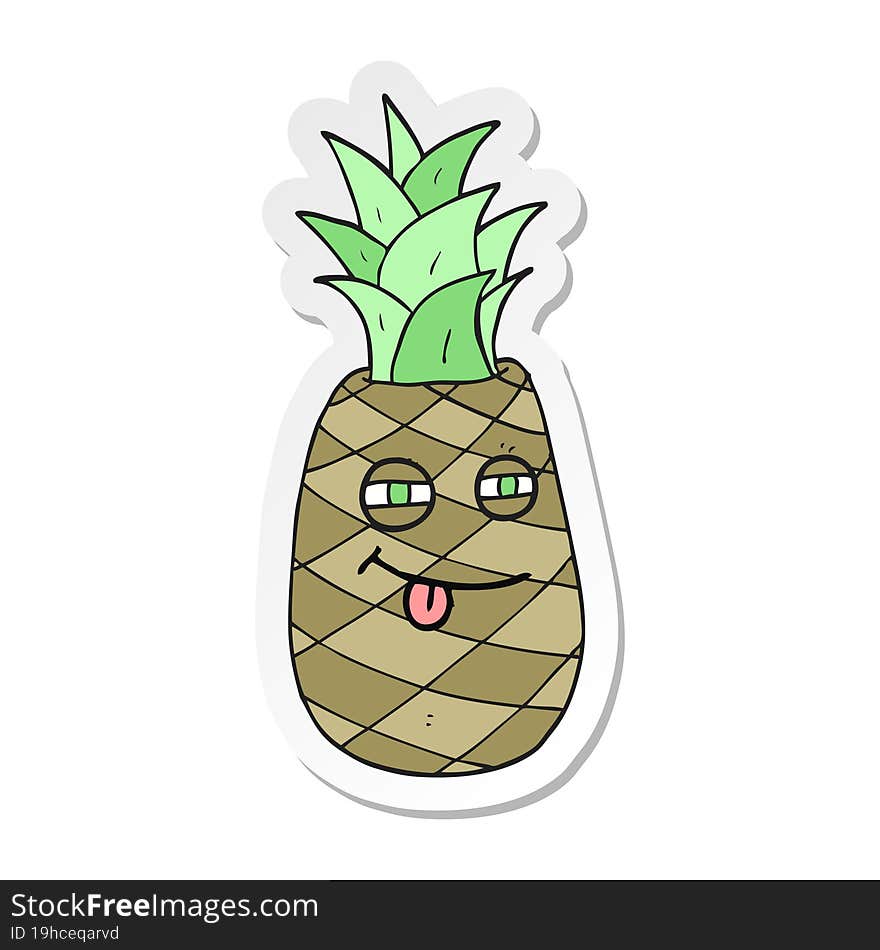 Sticker Of A Cartoon Pineapple