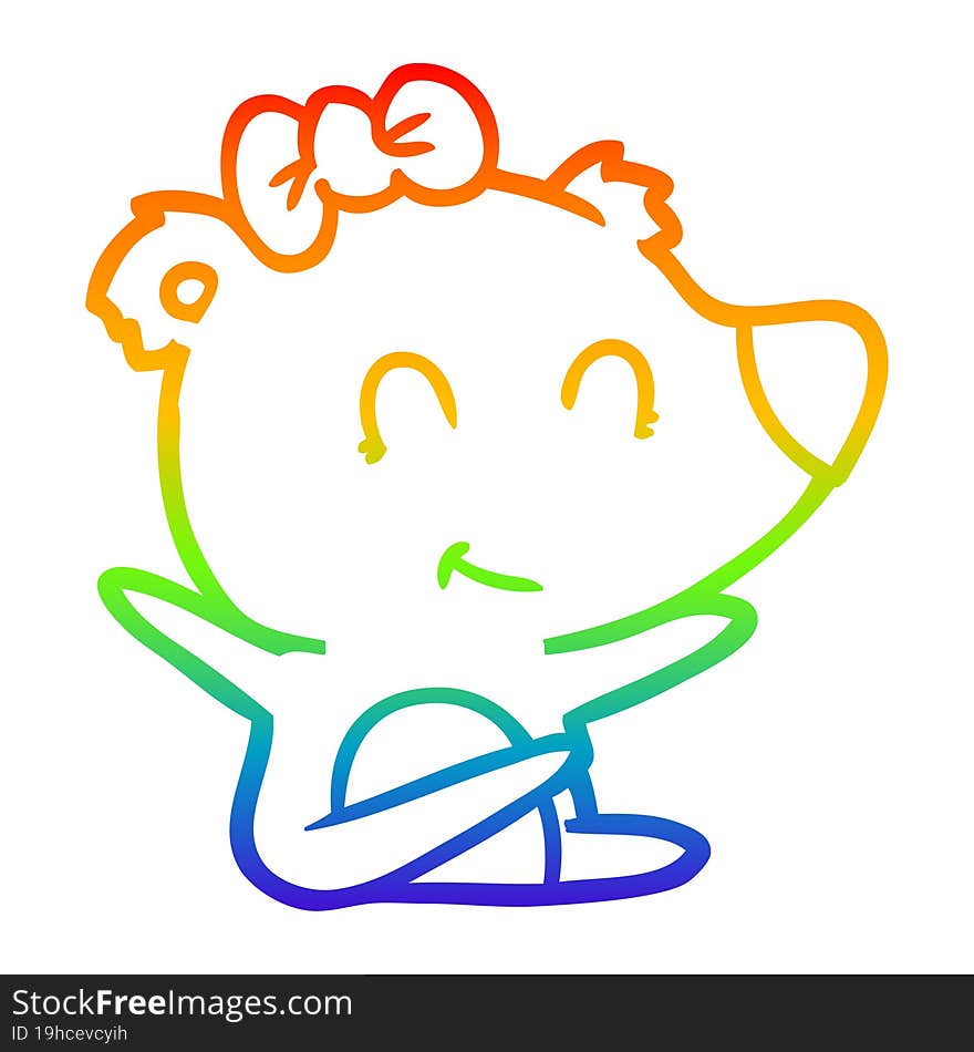 Rainbow Gradient Line Drawing Female Polar Bear Cartoon