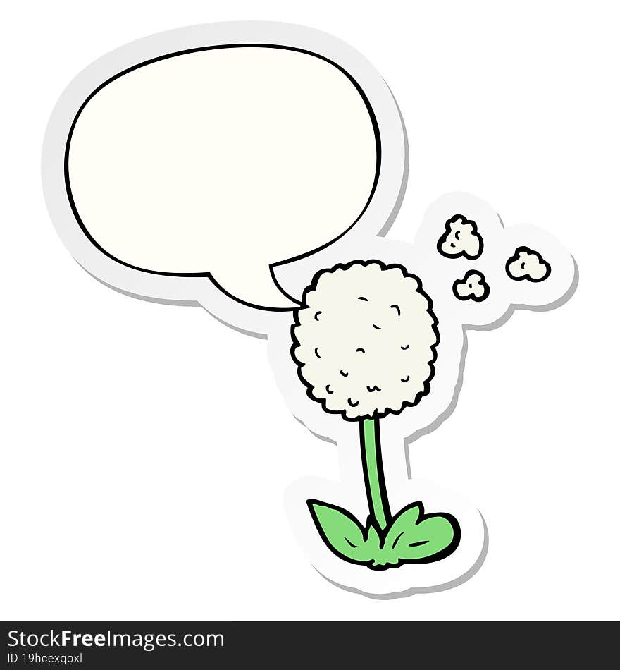 cartoon flower with speech bubble sticker. cartoon flower with speech bubble sticker