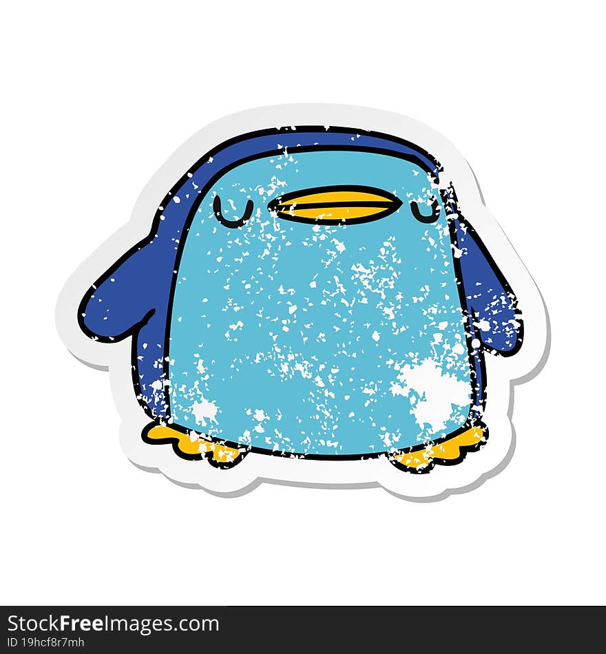 distressed sticker cartoon kawaii of a cute penguin