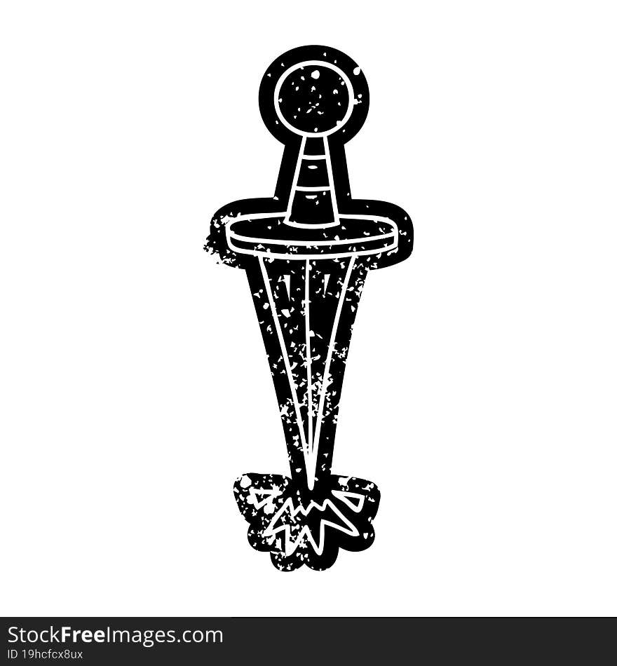 grunge icon drawing of a small dagger