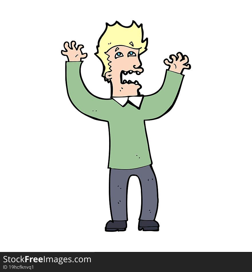 cartoon terrified man