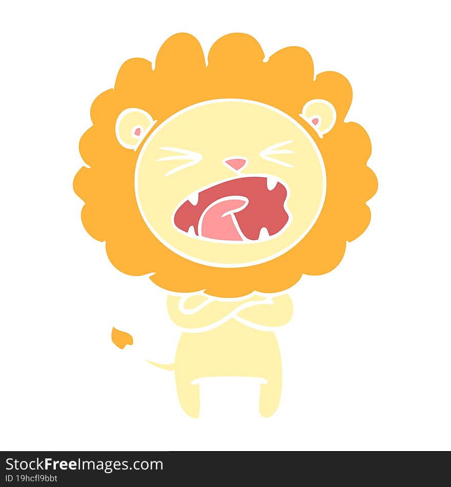 flat color style cartoon angry lion