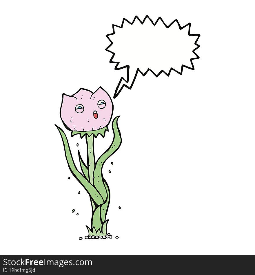 cartoon flower with speech bubble