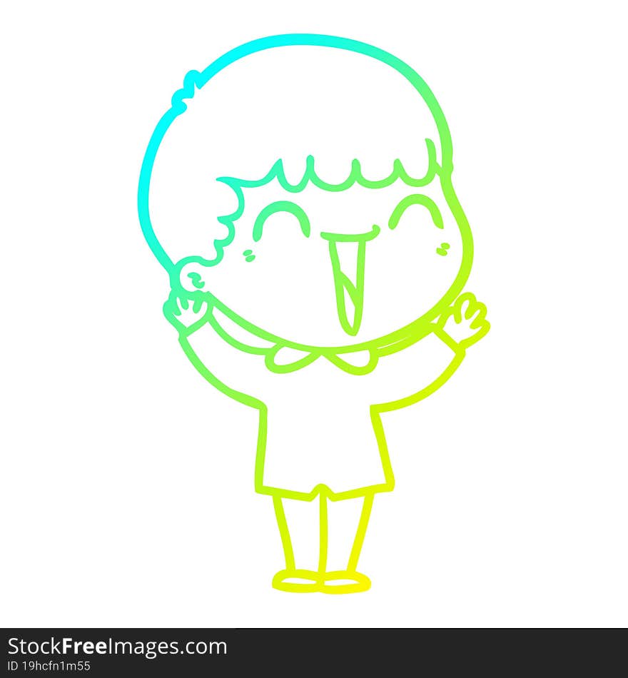 Cold Gradient Line Drawing Cartoon Happy Man