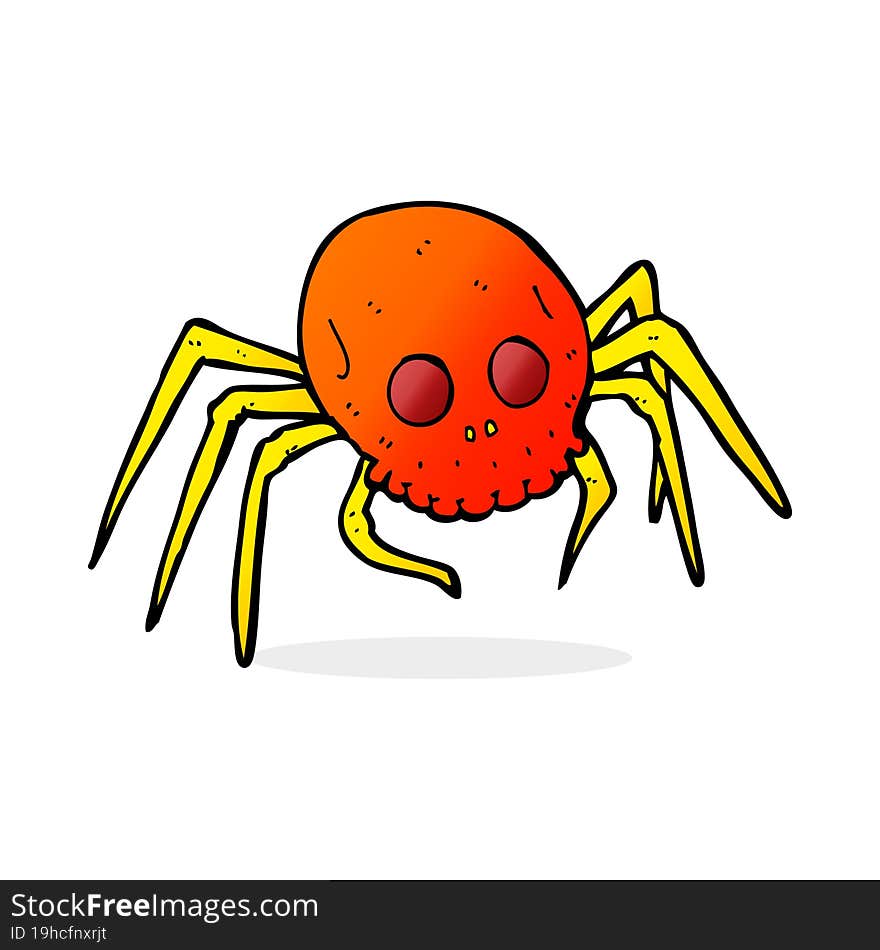 cartoon spooky halloween skull spider