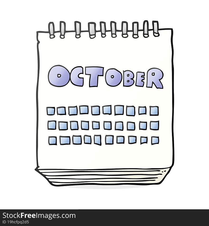 cartoon calendar showing month of october