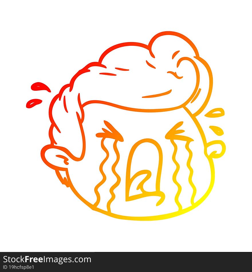 warm gradient line drawing cartoon crying boy