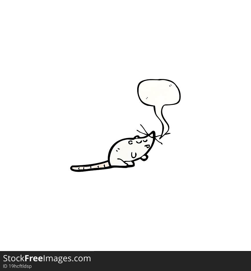 Cartoon White Mouse With Speech Bubble