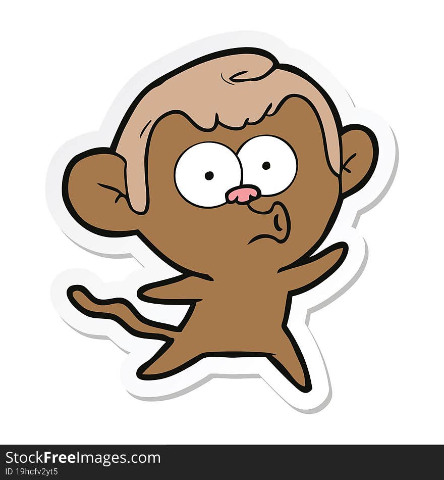 Sticker Of A Cartoon Surprised Monkey