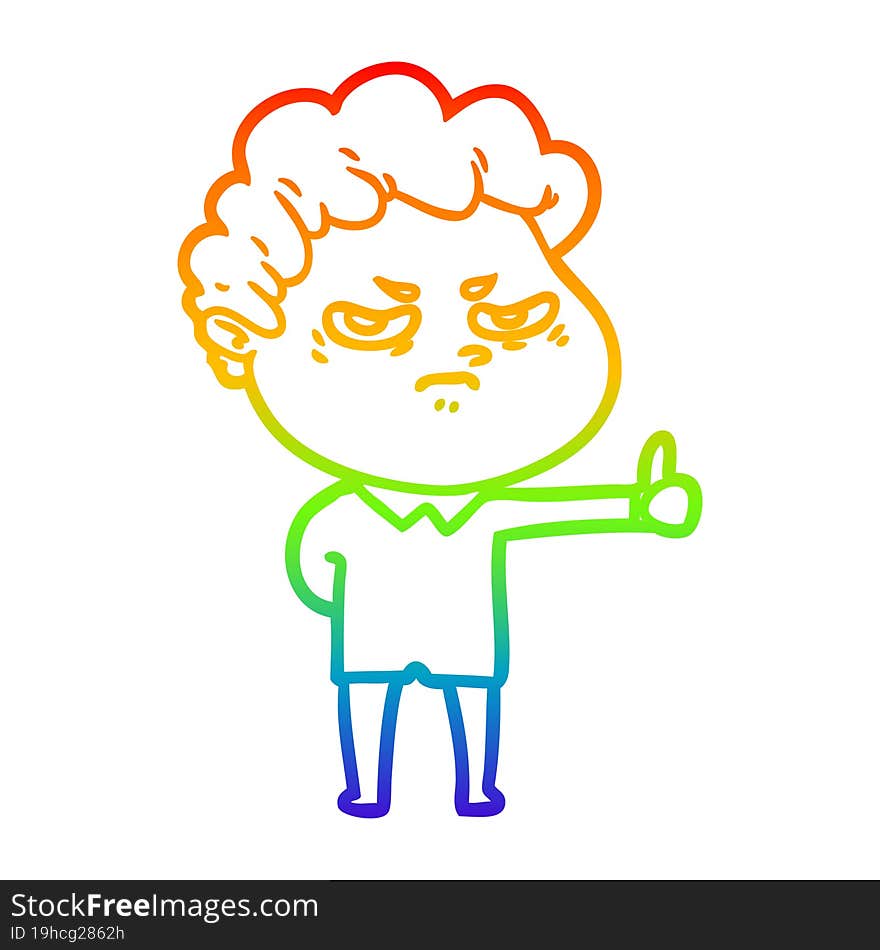 rainbow gradient line drawing cartoon angry man