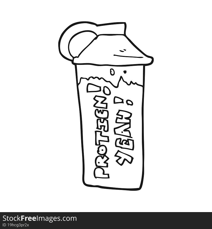 black and white cartoon protein shake