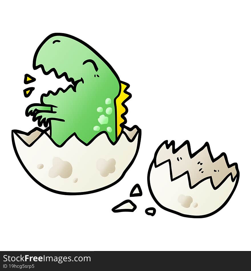 cartoon dinosaur hatching from egg. cartoon dinosaur hatching from egg