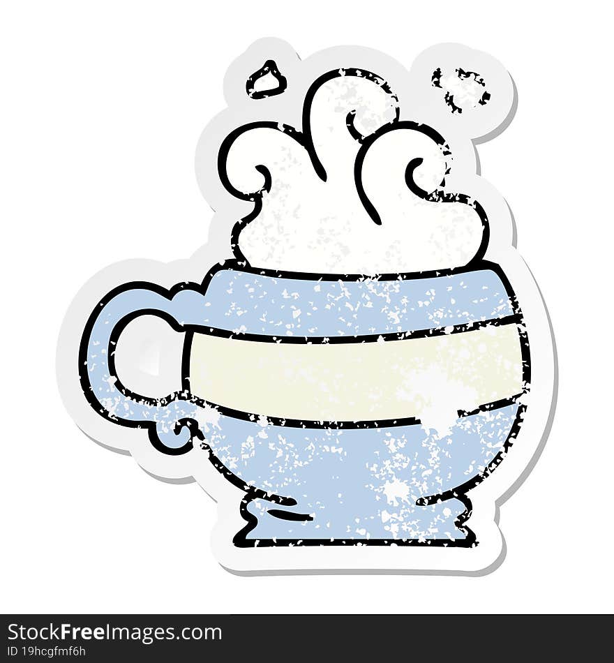 Distressed Sticker Of A Quirky Hand Drawn Cartoon Hot Drink