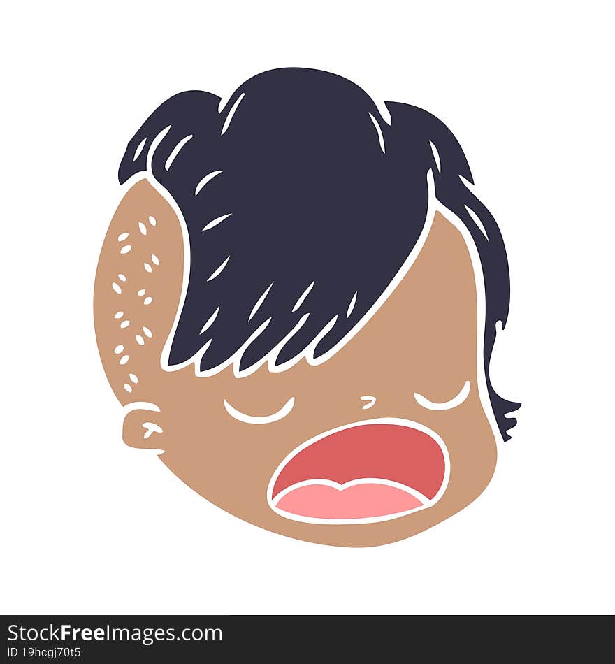 Flat Color Style Cartoon Female Face