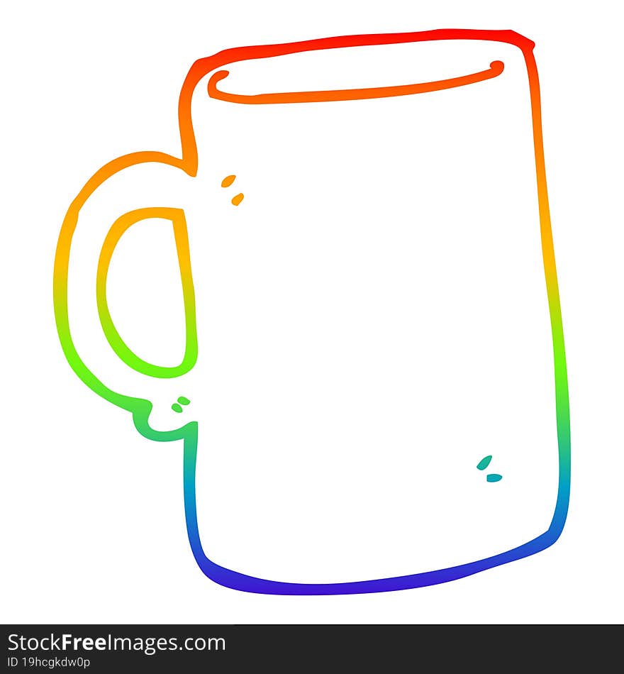 rainbow gradient line drawing cartoon mug