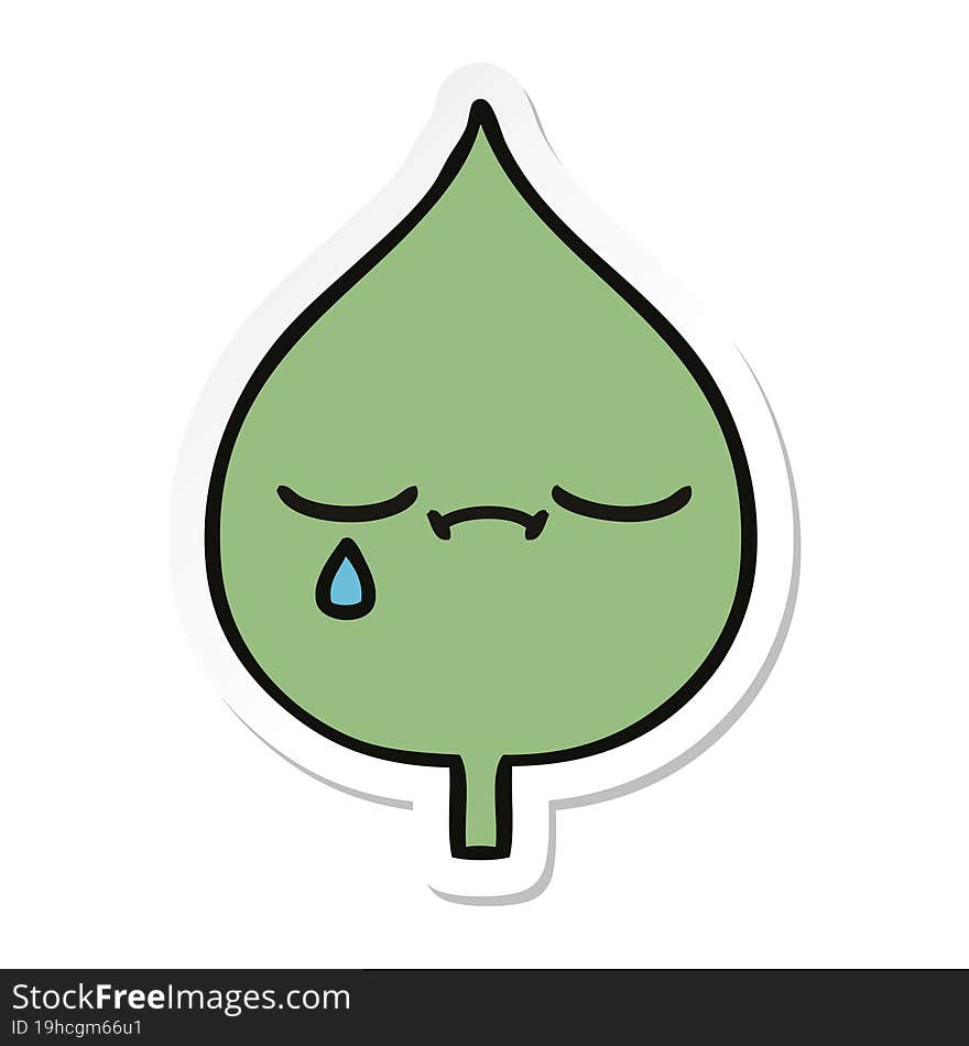 Sticker Of A Cute Cartoon Expressional Leaf