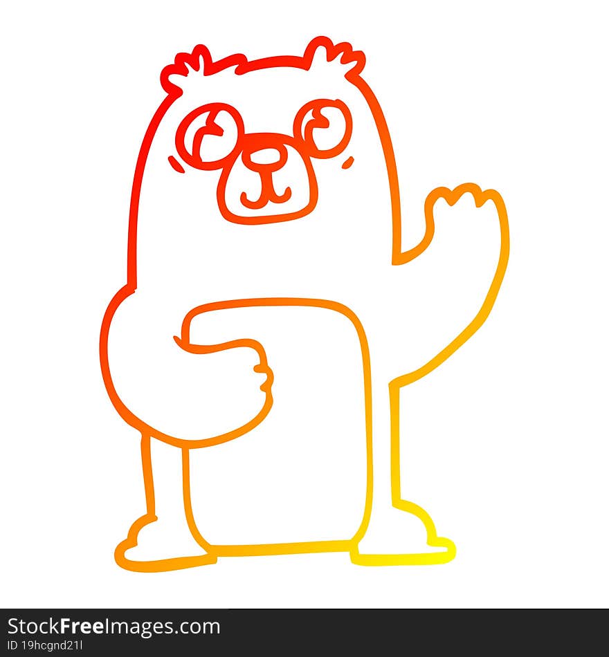 warm gradient line drawing cartoon wide eyed bear