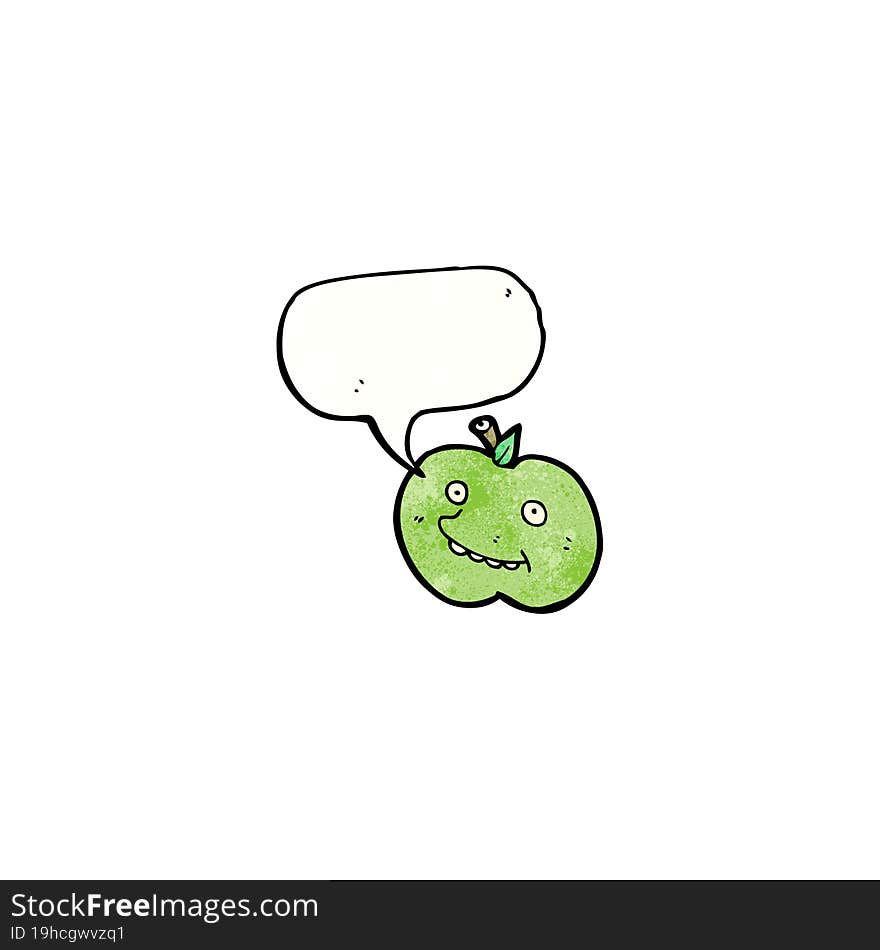 funny cartoon apple with speech bubble