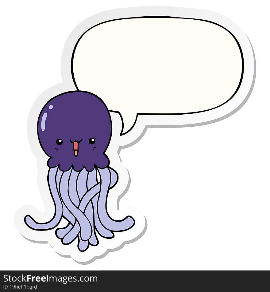 cartoon jellyfish and speech bubble sticker