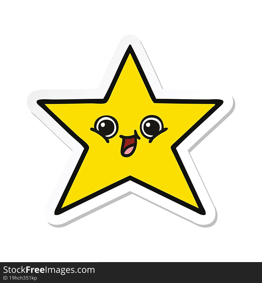 sticker of a cute cartoon gold star